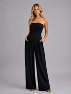 Strapless Wide Leg Jumpsuit