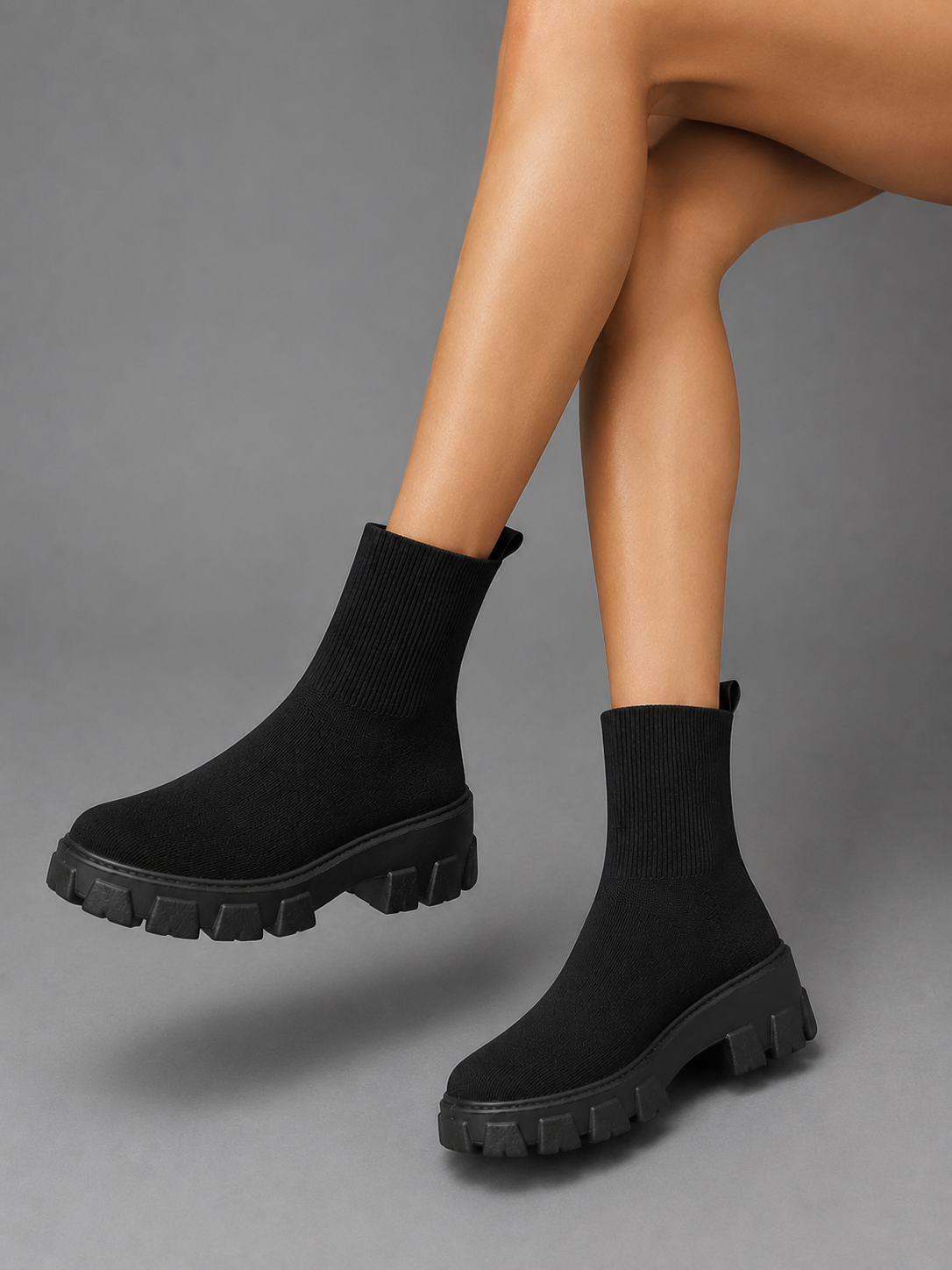 Stretch Sock Boots – Chunky Sole Everyday Winter Shoes