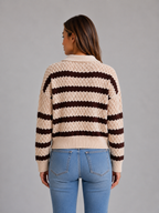 Striped Polo Jumper – Textured Knit Sweater