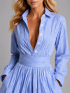 Striped Shirt Maxi Dress