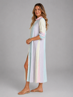 Striped Shirt Maxi Dress