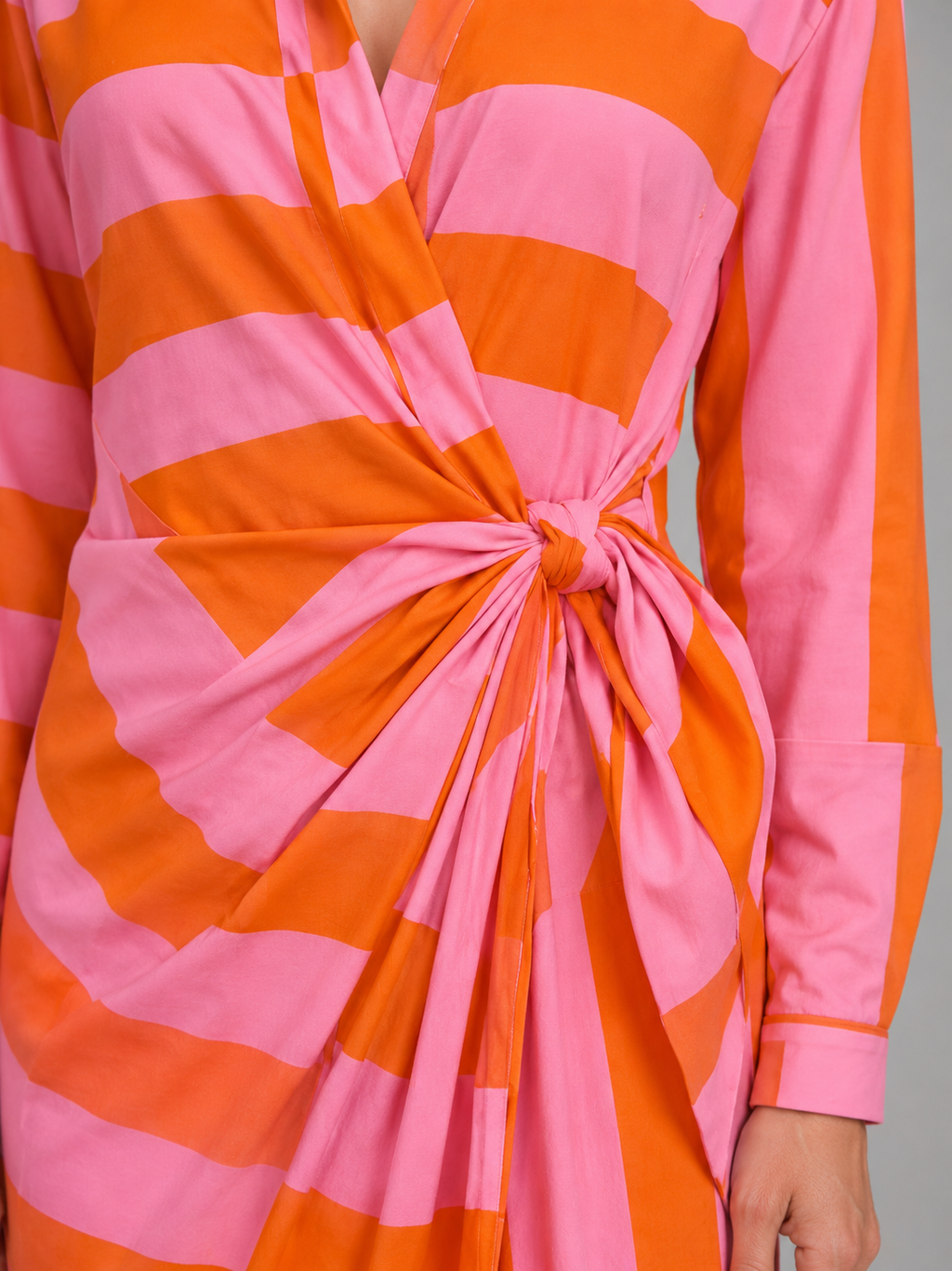 Women's Striped Twist Midi Dress
