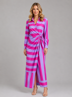 Striped Twist Midi Dress