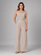 Tie Shoulder Wide Leg Jumpsuit