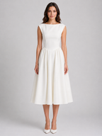 Structured Cap Sleeve Midi Dress