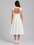 Structured Cap Sleeve Midi Dress