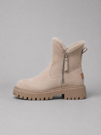 Suede Ankle Boots – Faux Fur Lined Chunky Winter Shoes