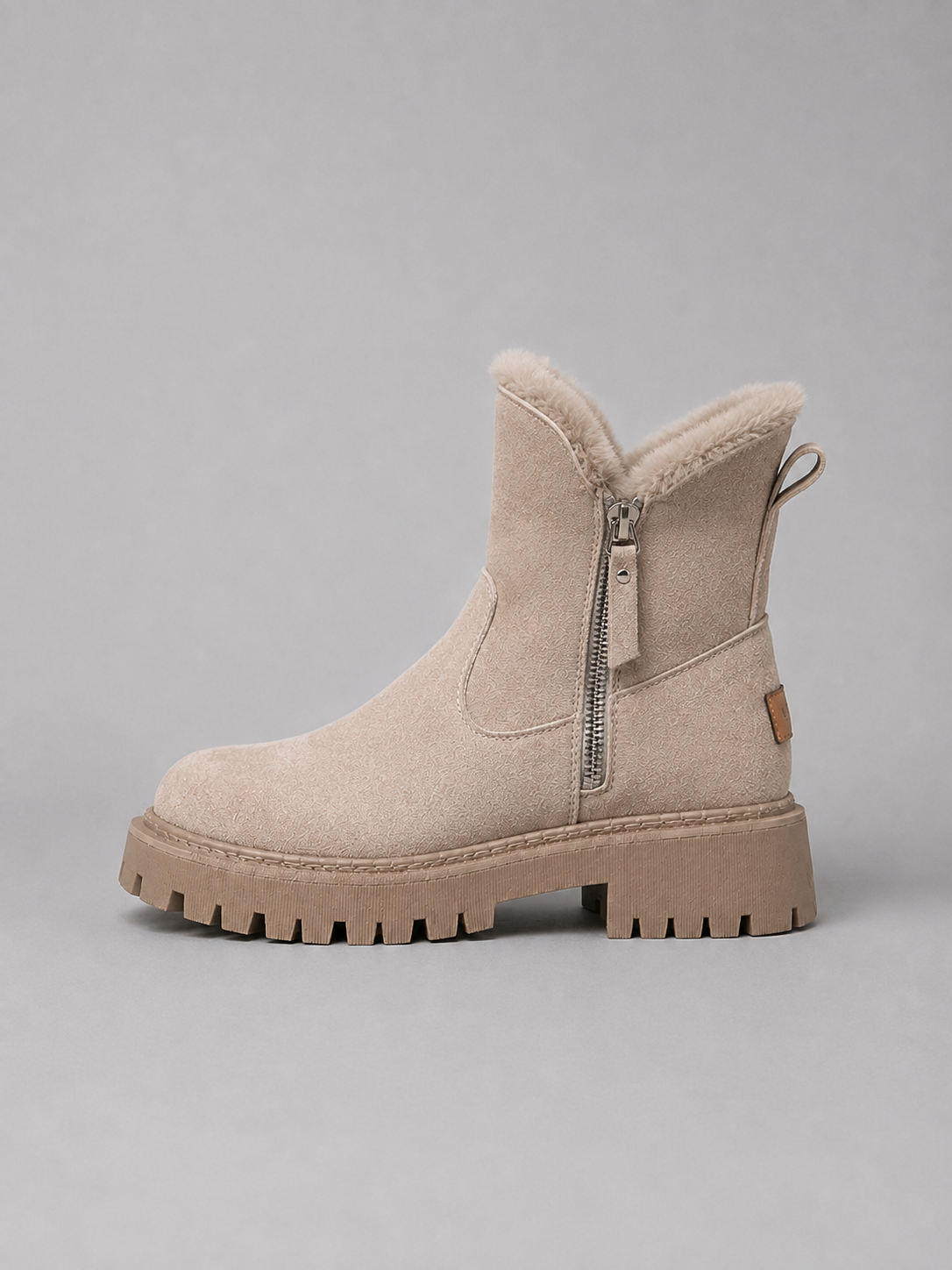 Suede Ankle Boots – Faux Fur Lined Chunky Winter Shoes