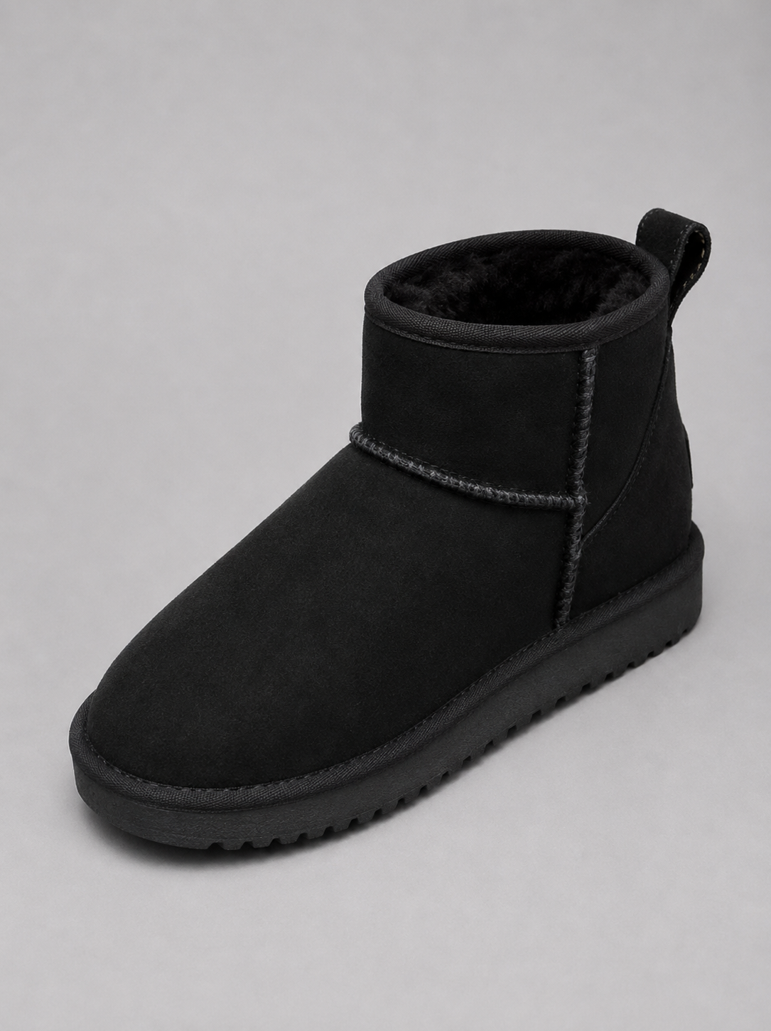 Suede Ankle Boots – Shearling Lined Winter Slip-On Shoes