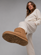 Suede Ankle Boots – Shearling Lined Winter Slip-On Shoes