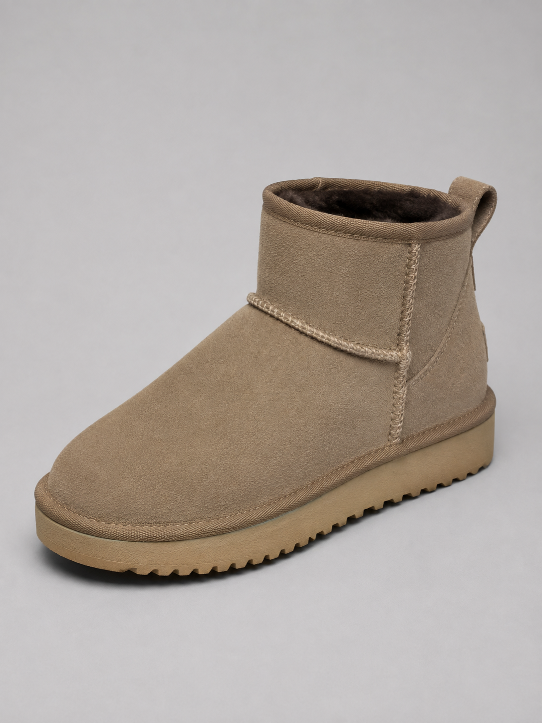 Suede Ankle Boots – Shearling Lined Winter Slip-On Shoes