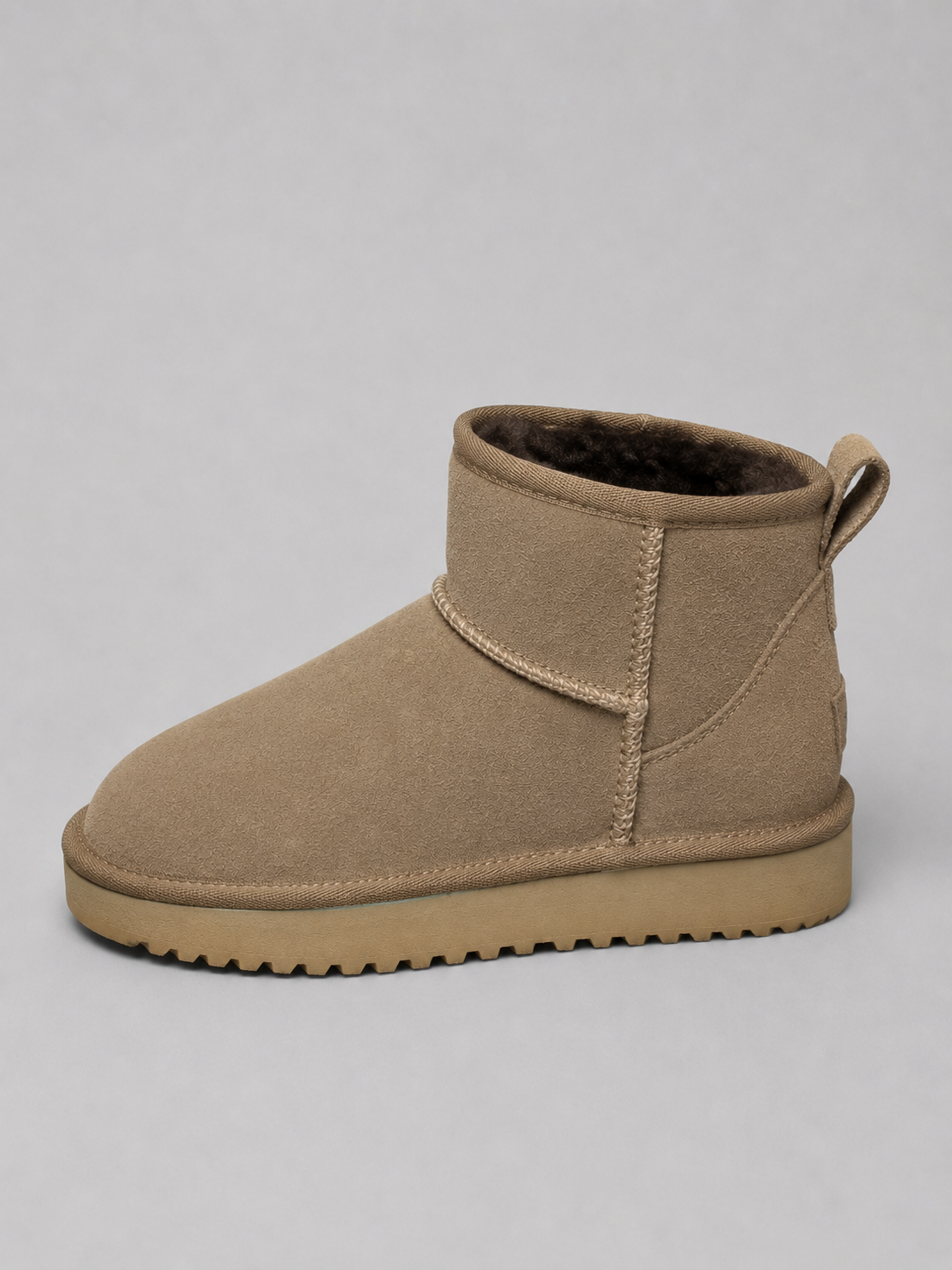Suede Ankle Boots – Shearling Lined Winter Slip-On Shoes