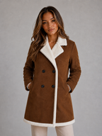 Suede Look Shearling Coat – Longline Teddy Trim Jacket