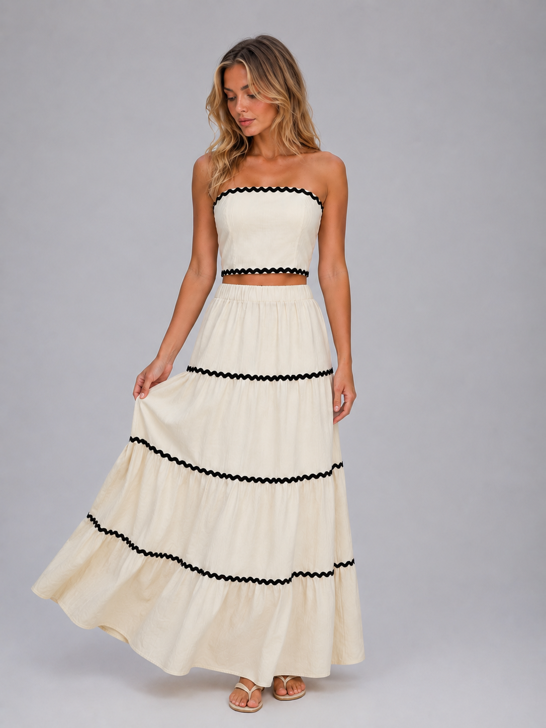 Women's Crop Top Maxi Skirt Set