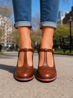 T-Bar Brogue Block Heels