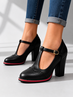 T-Bar Brogue Block Heels