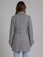 Tailored Button Coat – Longline Collared Smart Jacket
