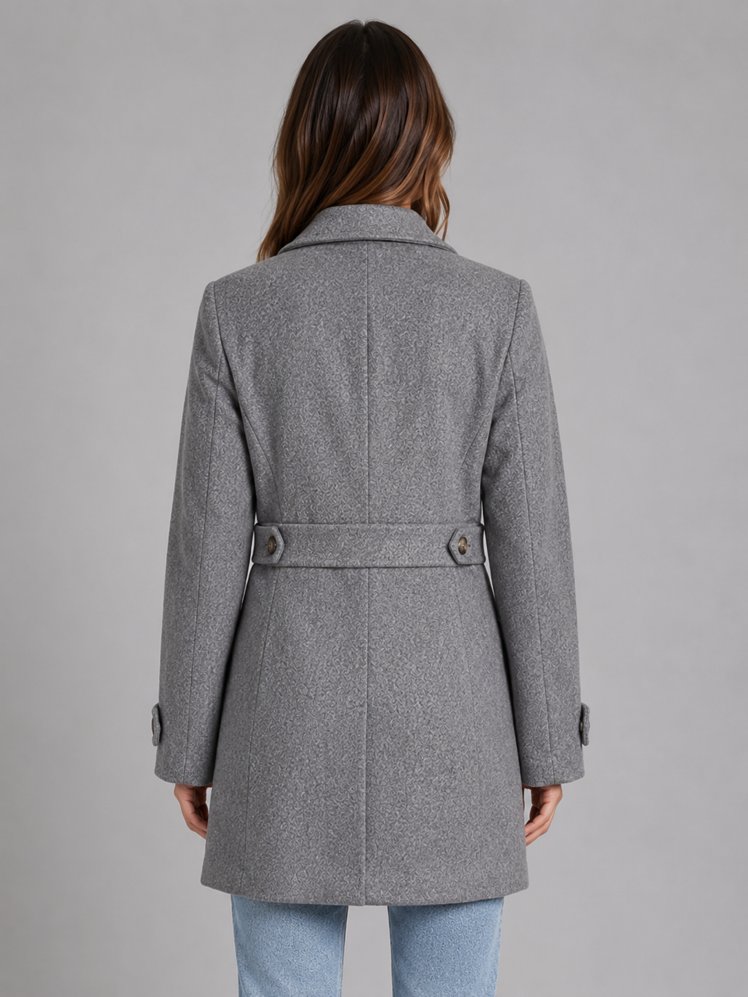Tailored Button Coat – Longline Collared Smart Jacket