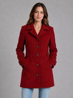 Tailored Button Coat – Longline Collared Smart Jacket