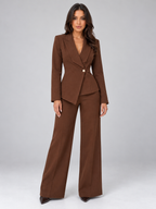 Tailored Two-Piece Trouser Suit – Belted Blazer & Wide Leg Trousers Set