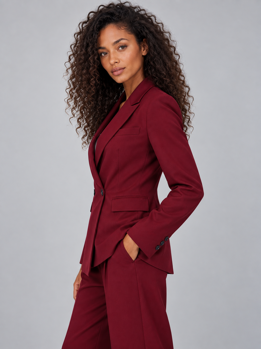 Tailored Two-Piece Trouser Suit – Double Breasted Blazer & Wide Leg Trousers Set