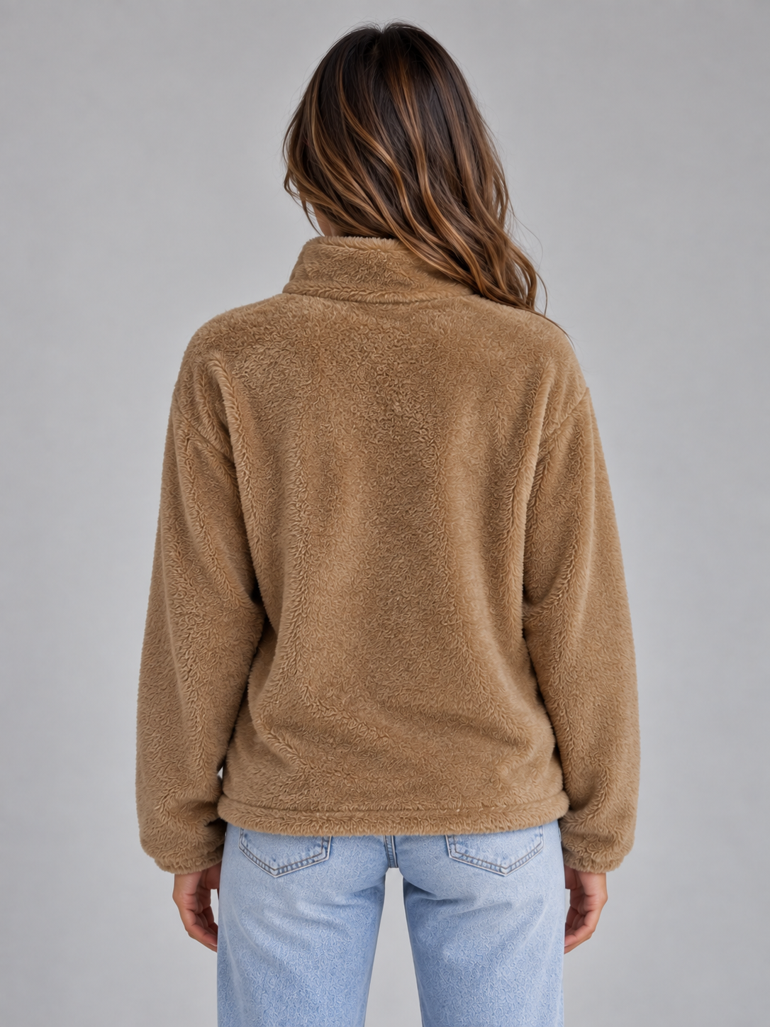 Teddy Fleece Zip-Up Jacket – Soft High Neck Jumper