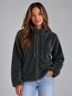 Teddy Fleece Zip-Up Jacket – Soft High Neck Jumper