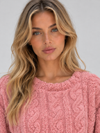 Thermal Fleece Pyjama Set – Cable Knit Textured Top & Trousers