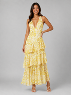 Tiered Ruffle V-Neck Maxi Dress