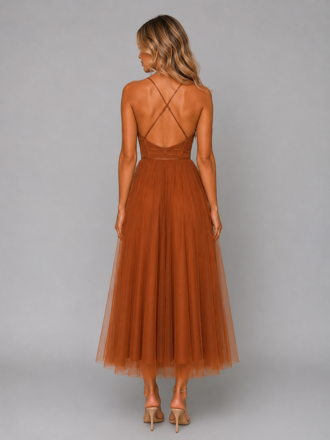 Women's Tulle Corset Midi Dress