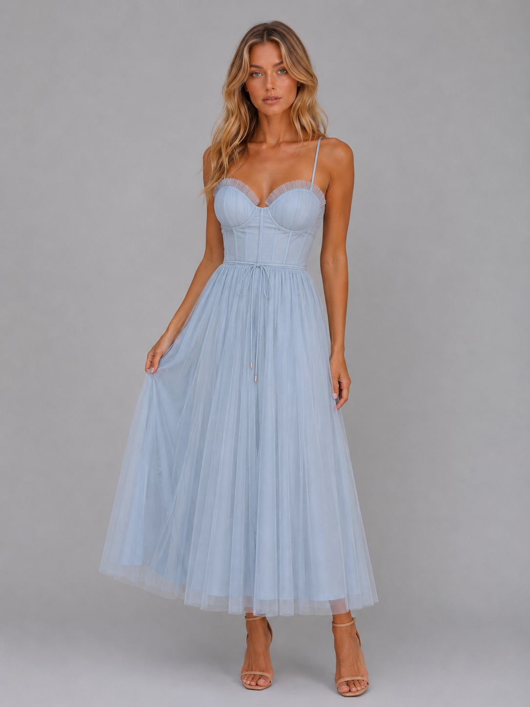 Women's Tulle Corset Midi Dress