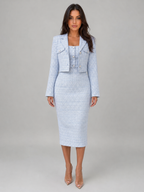 Tweed Midi Dress & Cropped Blazer Two-Piece Outfit Set