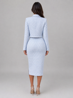 Tweed Midi Dress & Cropped Blazer Two-Piece Outfit Set