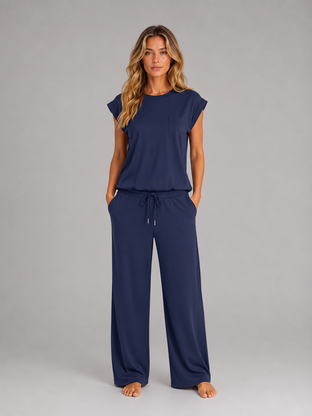 Two-Piece Lounge Set – Relaxed T-Shirt & Wide Leg Trousers Co-Ord