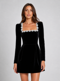 Women's Velvet Crystal Mini Dress
