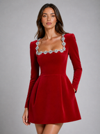 Velvet Crystal Mini Dress