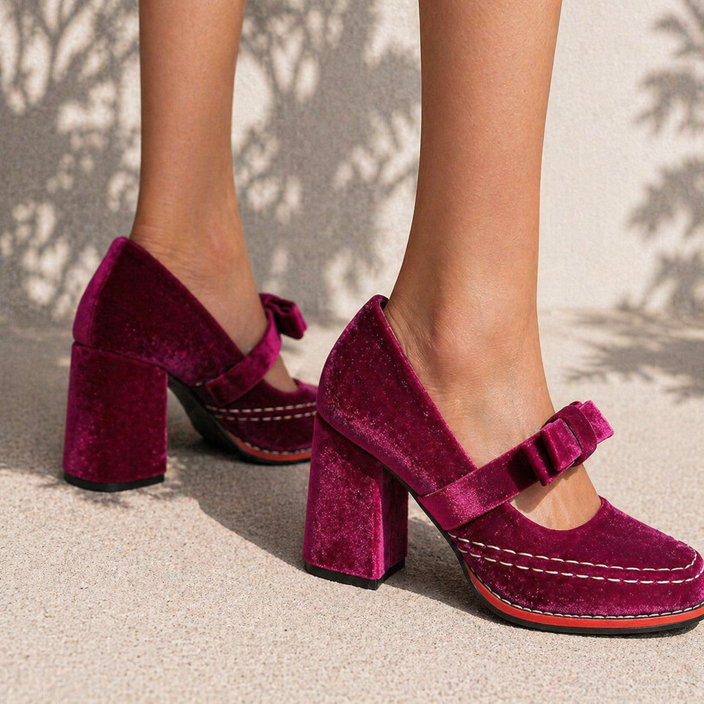 Women's Velvet Mary Jane Heels