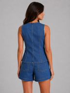 Denim Waistcoat & Shorts Set
