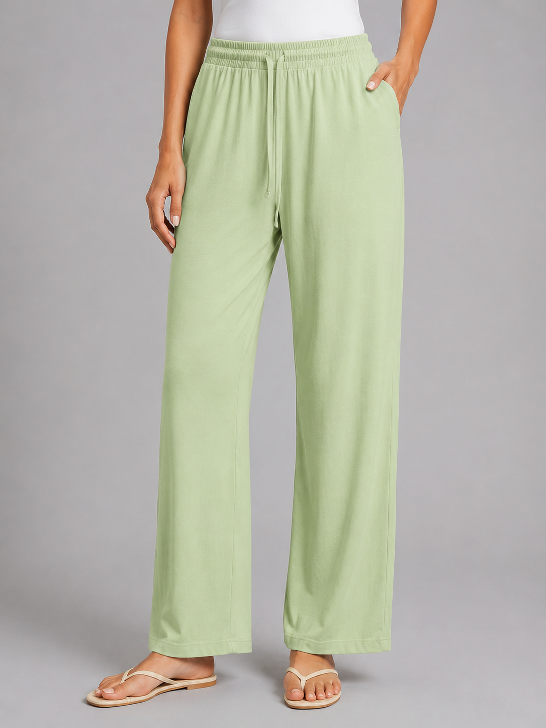 Women's Drawstring Wide Leg Trousers