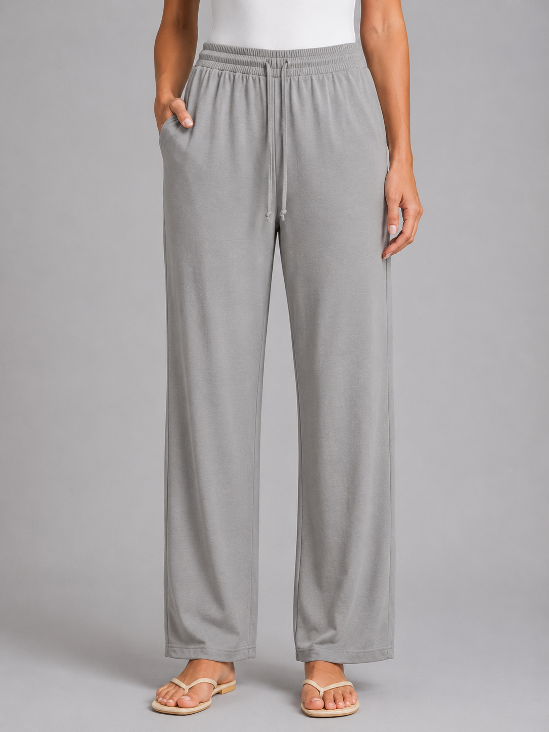 Women's Drawstring Wide Leg Trousers