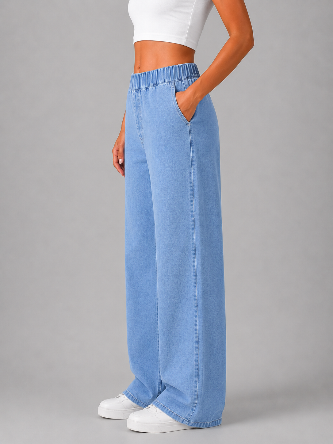 Wide Leg Jeans – High Waist Elasticated Denim