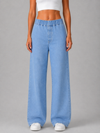 Wide Leg Jeans – High Waist Elasticated Denim