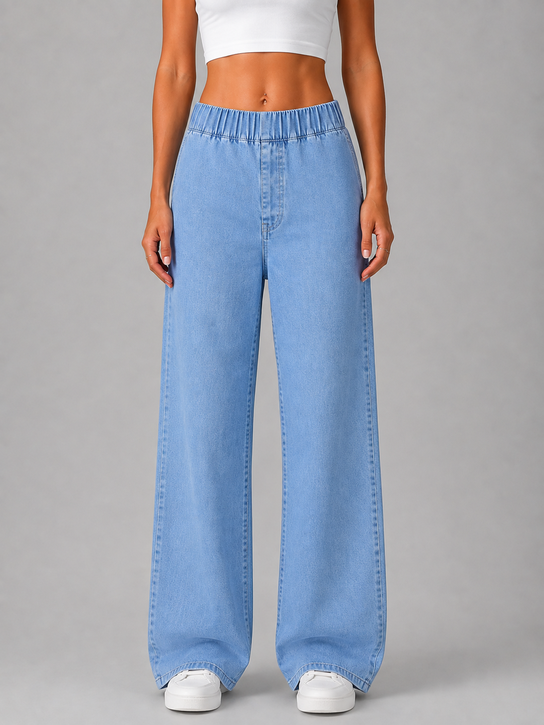 Wide Leg Jeans – High Waist Elasticated Denim