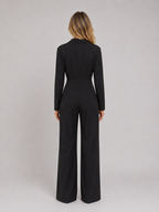 Wide Leg Jumpsuit – Wrap Front Belted Tailored Suit