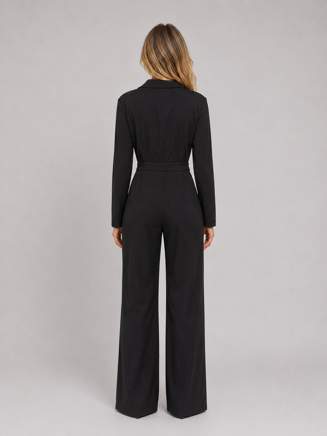 Wide Leg Jumpsuit – Wrap Front Belted Tailored Suit