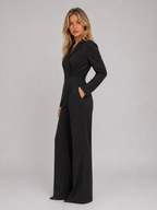 Wide Leg Jumpsuit – Wrap Front Belted Tailored Suit