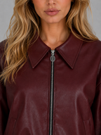 Zip Leather Jacket with Pockets – Relaxed Cropped Fit