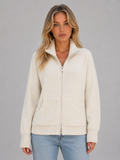 Zip Up Knitted Sweater – Soft Funnel Neck Knit Jacket