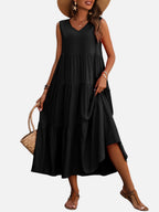Tiered V-Neck Maxi Dress