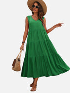 Tiered V-Neck Maxi Dress